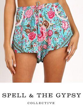 Spell & The Gypsy Collective Babushka Turquoise Shorts XS b90